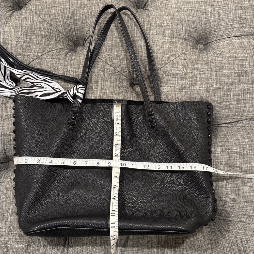 Rebecca Minkoff Black Studded Pebbled Leather Unlined Tote Wallet Set - Picture 17 of 17